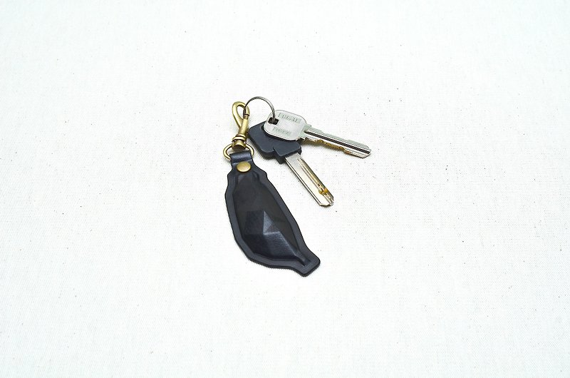 pipilala vegetable tanned three-dimensional small key ring (classic black) - ที่ห้อยกุญแจ - หนังแท้ สีดำ