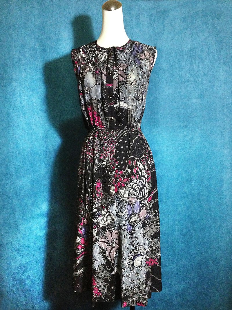 Time ancient [antique dress / flower butterfly weave no antique dress] foreign back to ancient dress VINTAGE - One Piece Dresses - Polyester Black