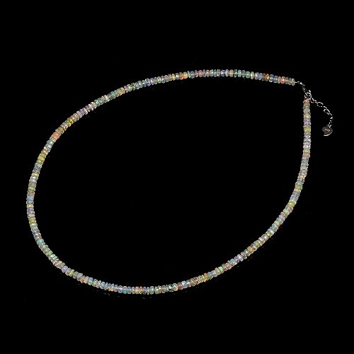 正佳珠寶 Gemsrich Jewelry 【正佳珠寶】蛋白石 頂級鑽切遊彩蛋白 3mm 蛋白石項鍊