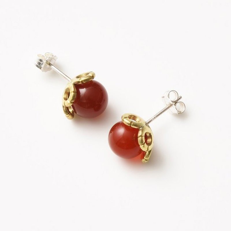 CP121 (red agate) - ต่างหู - โลหะ สีแดง
