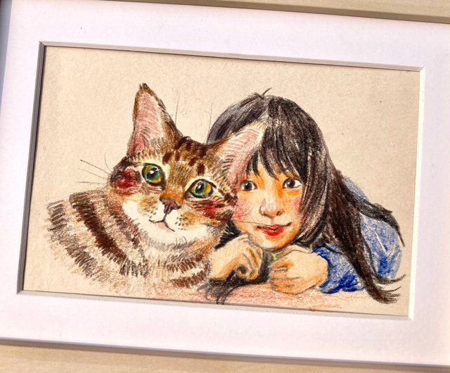 絵画 猫 アート ミニ画 水彩 猫の絵 癒し 誕生日プレゼント cat art 絵手紙です。 #日生の猫の水彩画 #猫絵#藤重日生#水彩