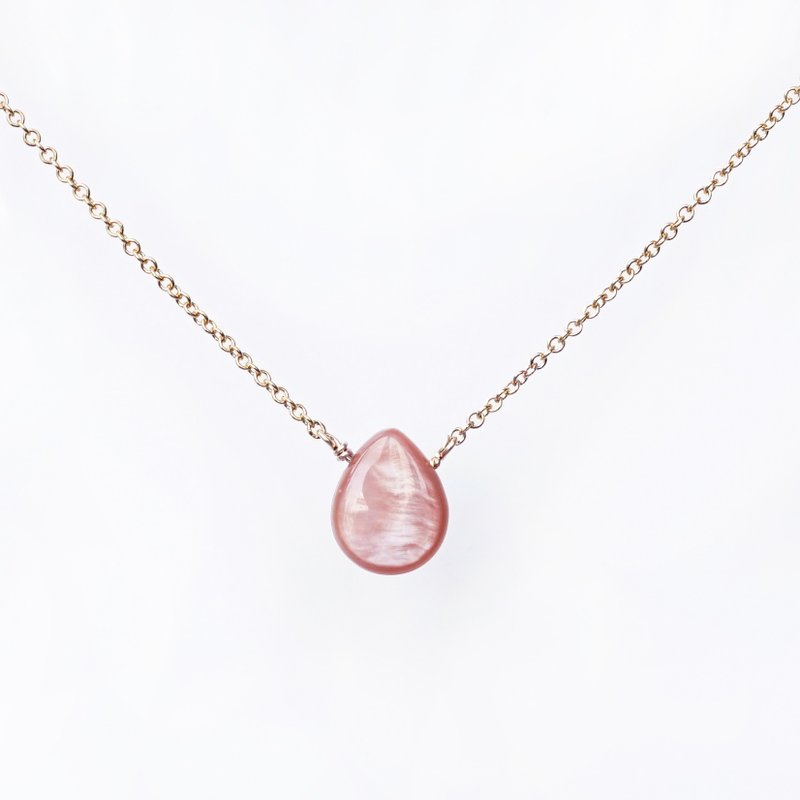 Pink Shell 10mm Pear Cut Necklace Estella - สร้อยคอ - เครื่องเพชรพลอย สึชมพู