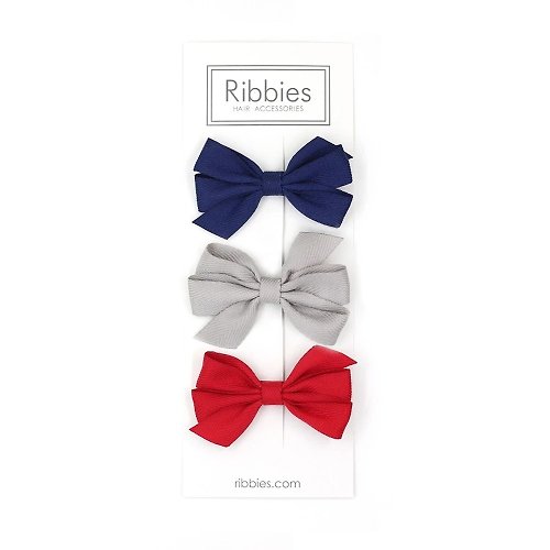 Ribbies 台灣總代理 英國Ribbies 三層中蝴蝶結3入組-紅藍系列