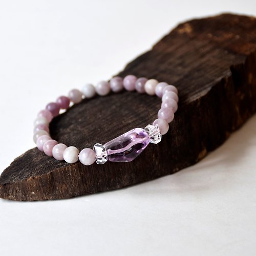 elfland174 手製天然紫雲母配紫水晶寶石手鍊 // 天然寶石 個性手環