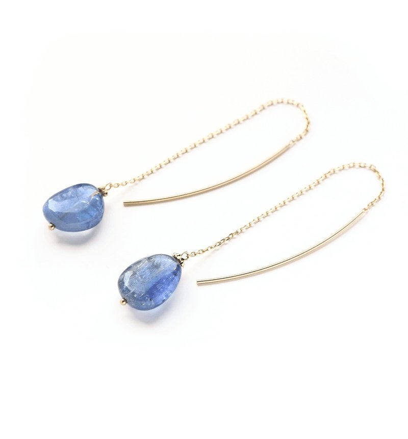 K10 Tanzanite Blue (Tumble) American Earrings ~CRASPEDIA GLOBOSA~ - ต่างหู - เครื่องเพชรพลอย สีน้ำเงิน