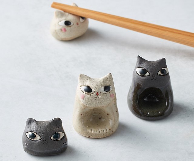 ある種の創造性があります-日本の美濃焼-陶器の手作り箸置き-猫のデュオセット（4つ選択2） ショップ Species Dining 箸・箸置き  Pinkoi