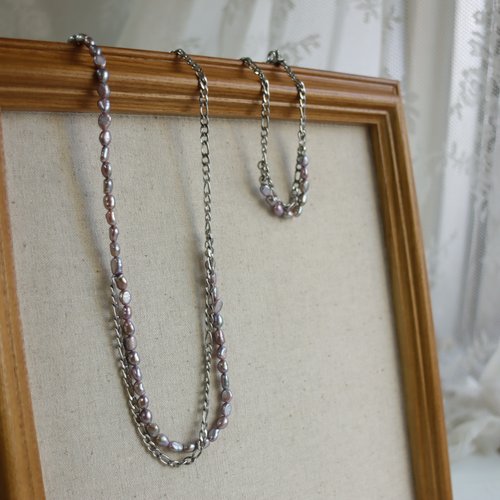 Wanju Pearl 宛茱珍珠飾品 柔與鋼巴洛克 珍珠項鍊 天然淡水珍珠 項鍊手鍊套組