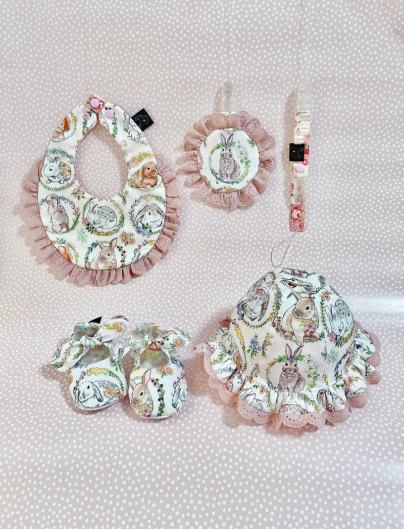 RARAKO Handmade-Handmade Limited Edition Baby Bag/Safe Lucky Bag/ Pacifier Chain Universal Clip-Nan Xiaotu - Bibs - Cotton & Hemp Pink