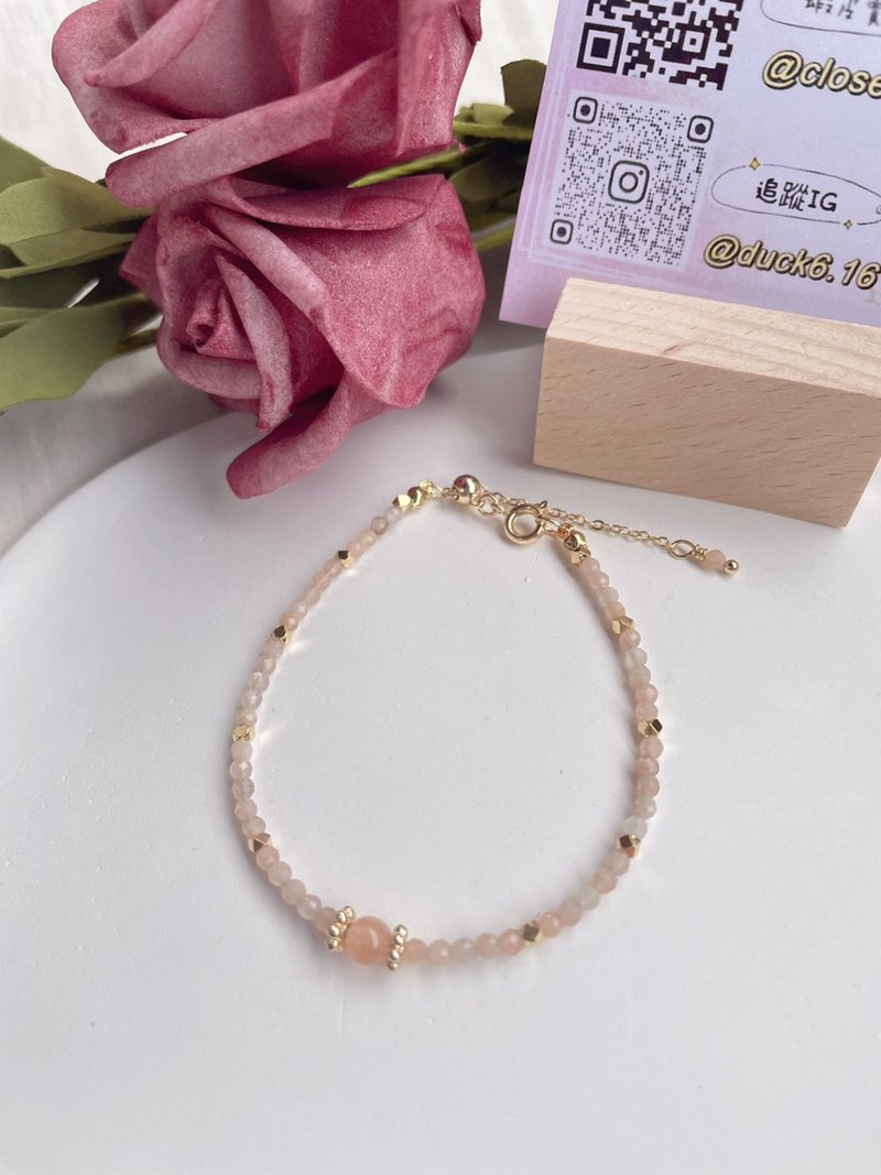艾莉手作//水晶石太陽石14k鍍金不易過敏可結調式手鍊 - 手鍊/手環 - 其他金屬 