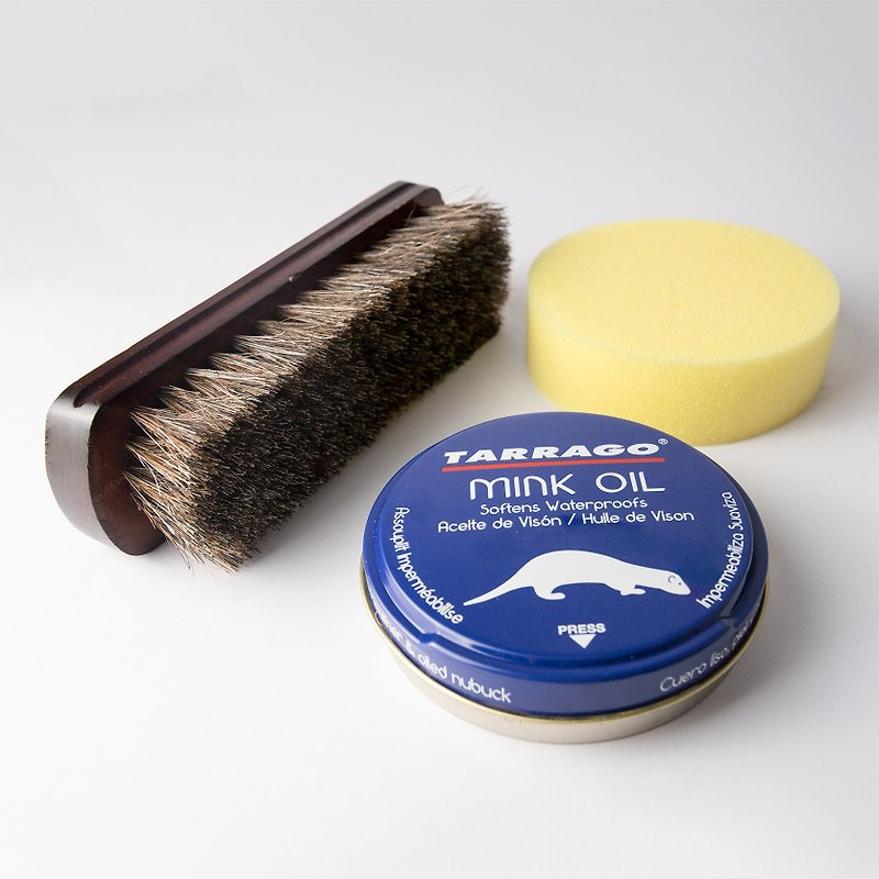 [Customized gift] MISTER leather care kit [mink oil, horse hair brush, sponge] genuine leather - เครื่องหนัง - วัสดุอื่นๆ สีใส