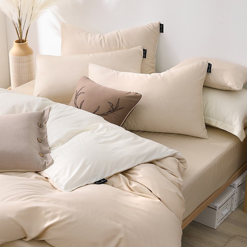 DR5000 TWINS 米X米白/莫代爾棉/床包枕套組/床包被套組/台灣製 - 床包/寢具 - 其他材質 
