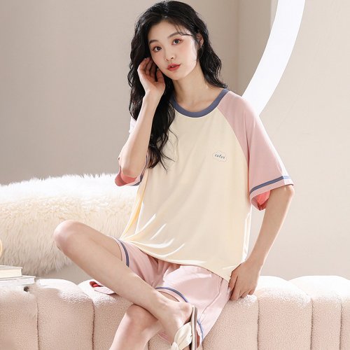 PINK LADY Pink Lady 罩杯式 成套女睡衣 粉調樂活 落肩短袖 兩件式居家服