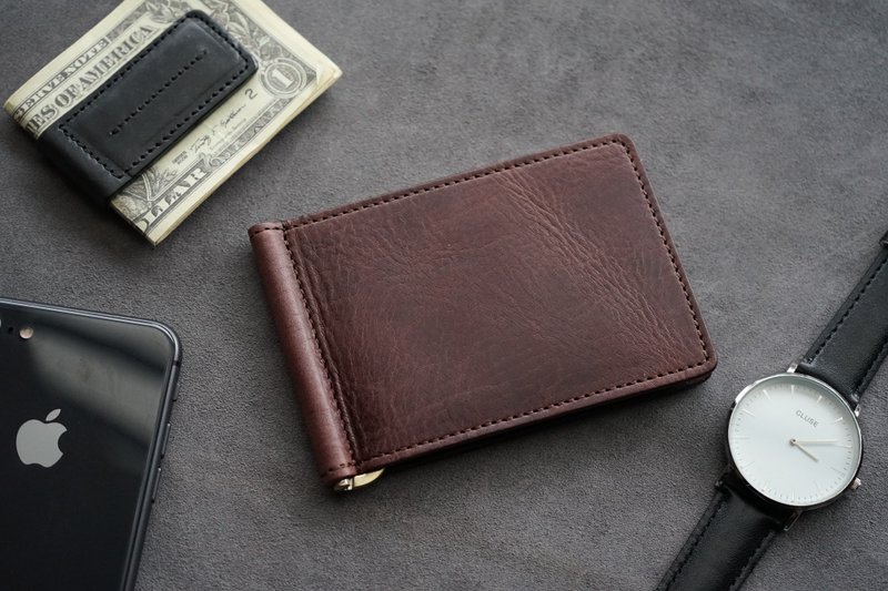 Money Clip(MCO006)(Brown) - Wallets - Genuine Leather Brown