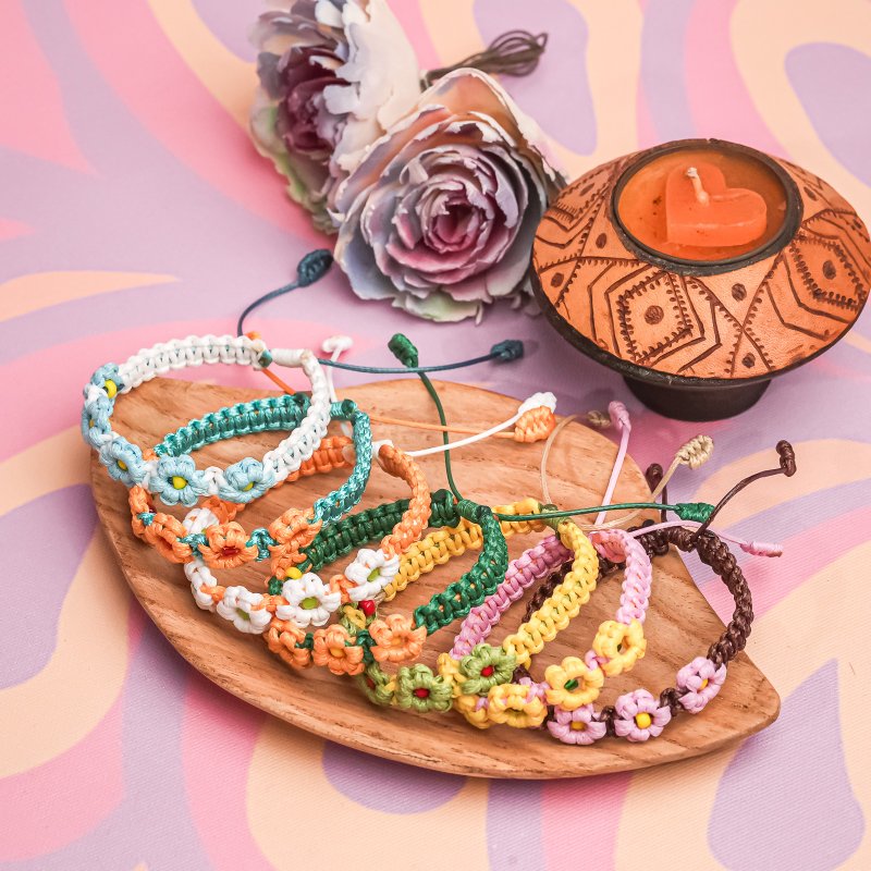 【原風藝站】雛菊蠟繩手環 | 原住民 族服 台灣印象 - 手鍊/手環 - 其他材質 