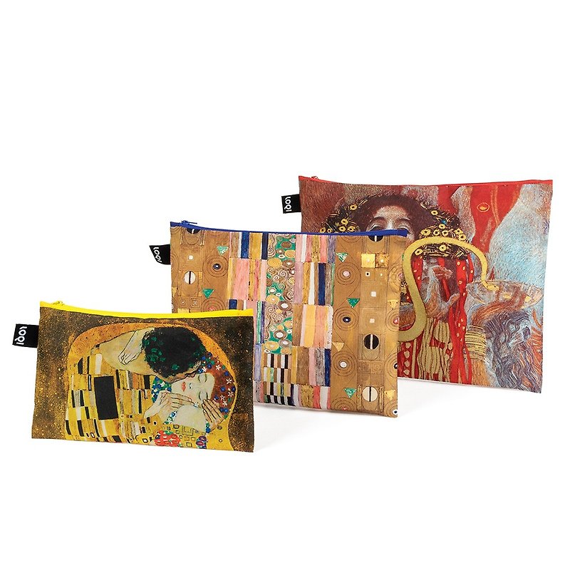 LOQI Three Entry Storage Bag-Museum Series (Klimt ZPMUKL) - กระเป๋าเครื่องสำอาง - เส้นใยสังเคราะห์ หลากหลายสี