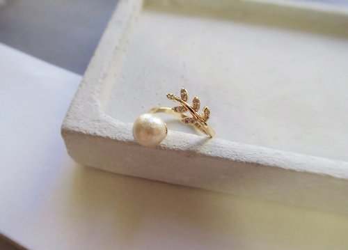 BELOVED cotton pearl 日本棉珍珠 棉珍珠 戒指 桂冠鋯石