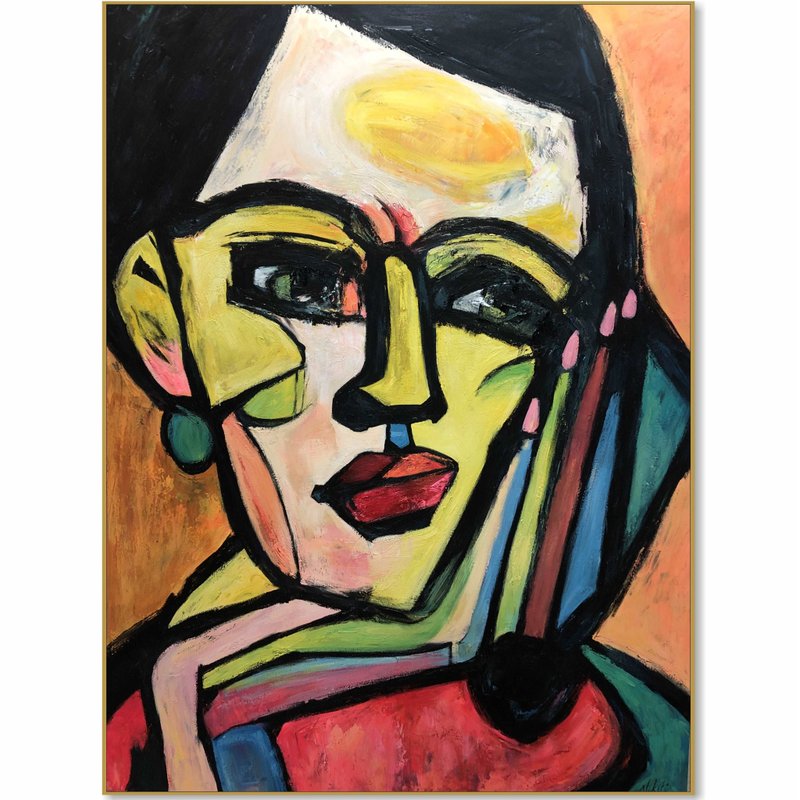 Large Acrylic Abstract Faces Painting On Canvas Figurative Modern Original Art - 壁貼/牆壁裝飾 - 壓克力 多色