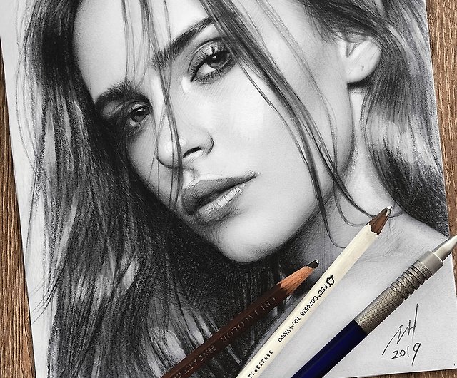 Buy Realistic Portrait on Paper Drawing Handmade Painting by BHARAT RAI.  Code:ART_8501_65310 - Paintings for Sale online in India.