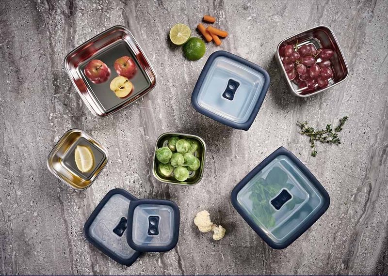 Cuitisan 酷藝師 304可微波抗菌不鏽鋼質感保鮮盒 恬方系列 - 便當盒/食物袋 - 不鏽鋼 銀色