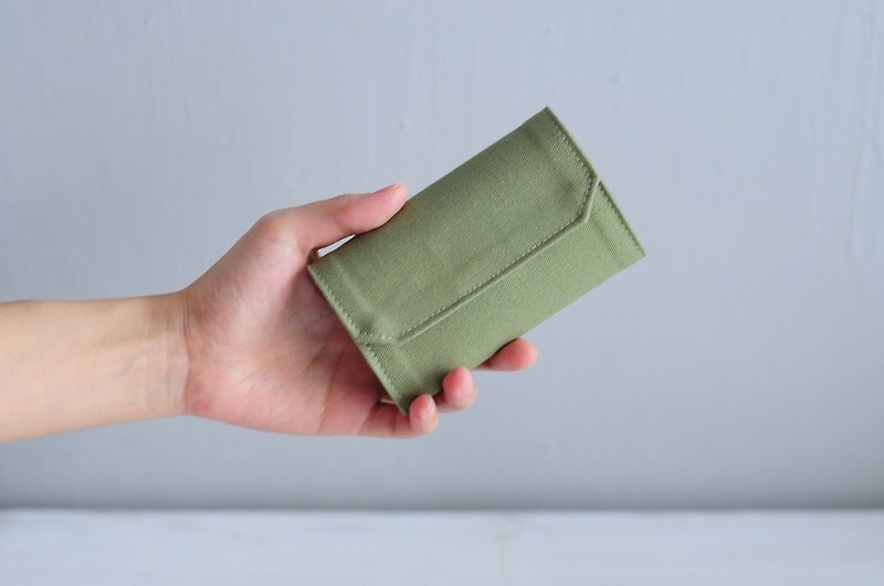 Handmade Canvas Purse-Matcha - กระเป๋าใส่เหรียญ - ผ้าฝ้าย/ผ้าลินิน สีเขียว