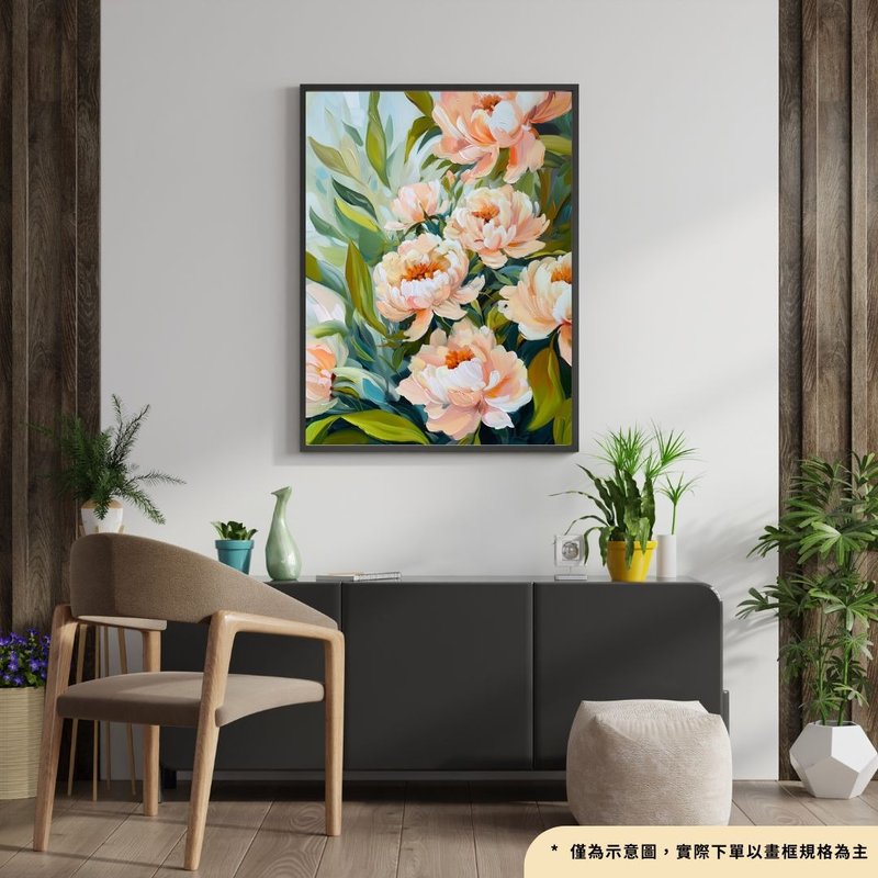 High Definition Giclee Oil Painting [Rich Peony] Frameless Painting Frame Poster Art Living Room Hanging Painting - Posters - Cotton & Hemp 