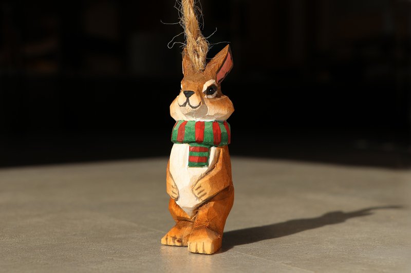 聖誕灰兔吊飾 - 吊飾/掛飾 - 塑膠 紅色