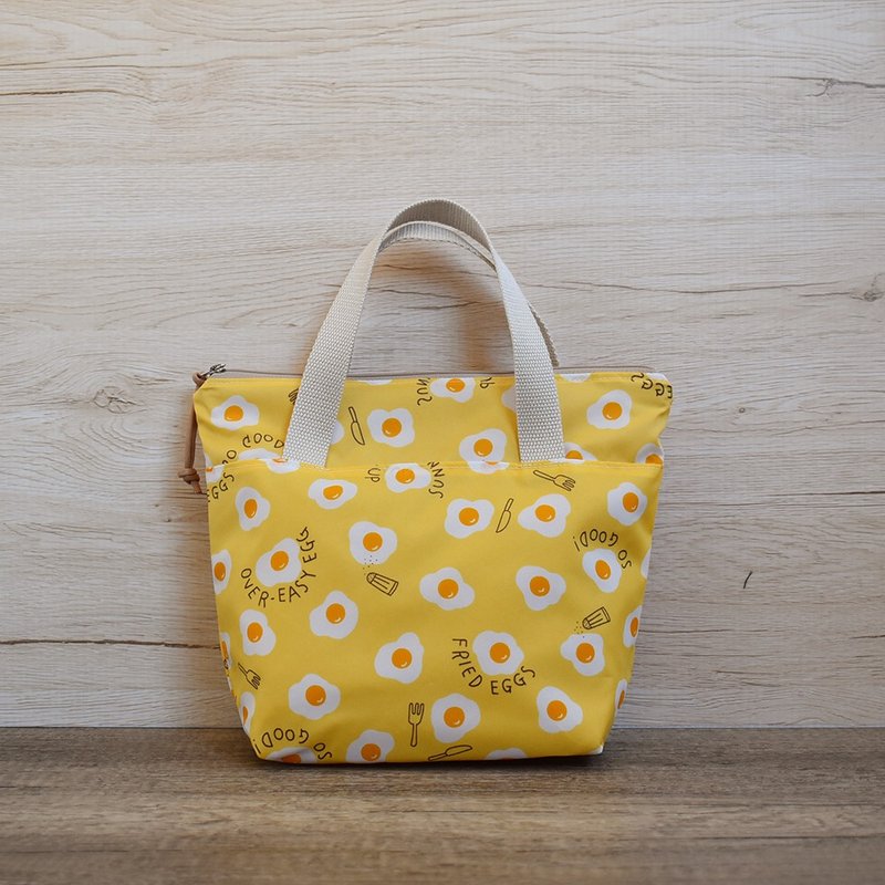 Zipper small bag/cutlery bag_poached egg - Handbags & Totes - Nylon Yellow