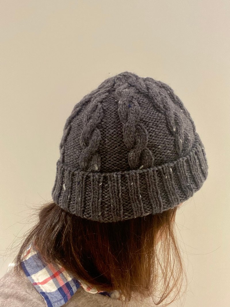 麻花造型反摺帽 - 帽 - 羊毛 黑色