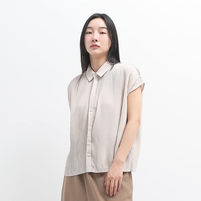 [Classic original] Yingluo_Yingluo full pleated shirt_CLT019_m - เสื้อผู้หญิง - เส้นใยสังเคราะห์ สีกากี