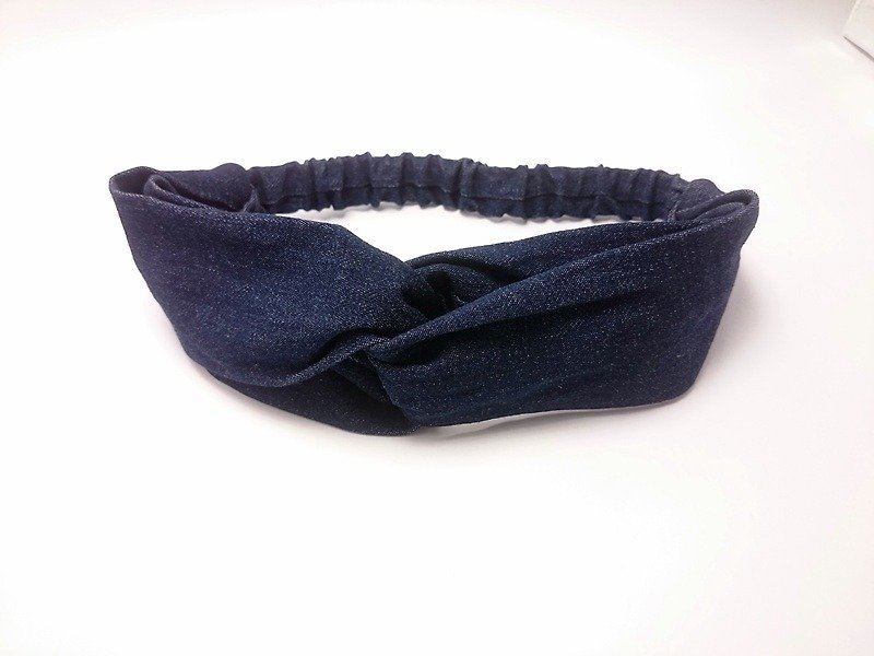 CROSS blue denim elastic headband Hairband*SK* - Hair Accessories - Other Materials 