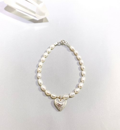 Ops手工飾品設計 Ops Pearl silver bracelet- 小珍珠/極簡/純銀/限定/愛心/禮物