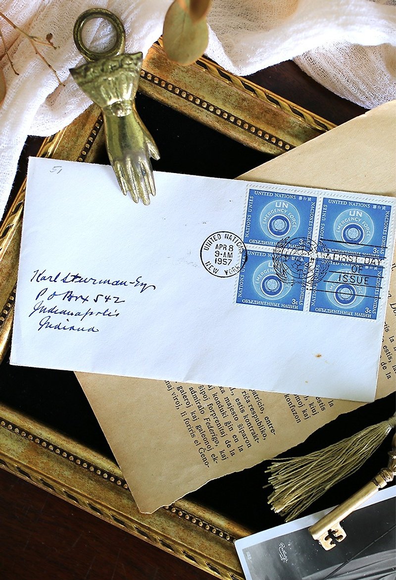 American 1957 postmarked old envelope (first day cover) No.2 antique stamp - อื่นๆ - กระดาษ ขาว