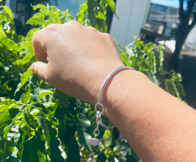 Sterling Silver Bracelet Half Ring Half Chain Slim Section Sterling Silver Bracelet Half Ring Half Chain Slim Section