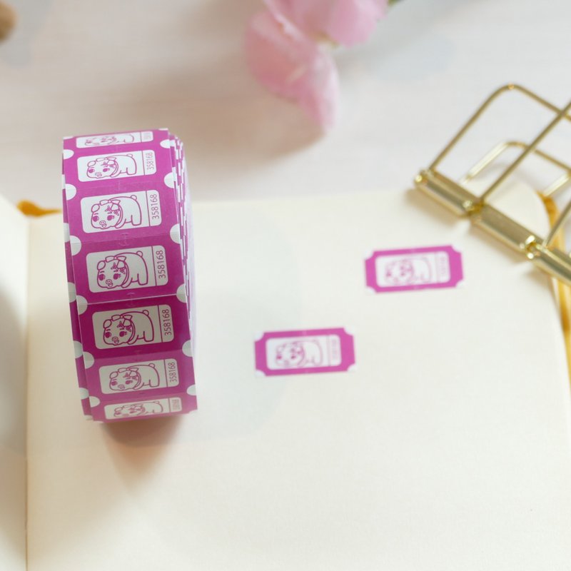 Hand labeler sticker Party ticket Pig money box - สติกเกอร์ - กระดาษ สึชมพู