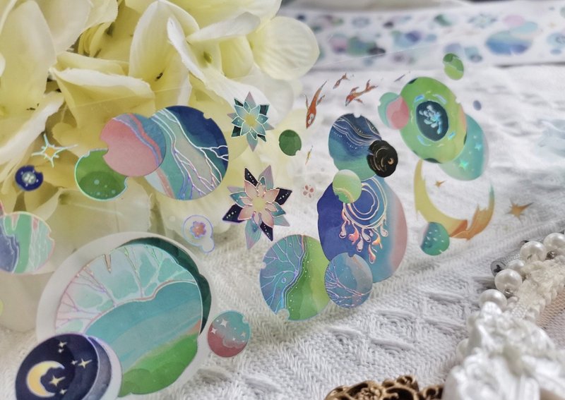 Summer Poetry Small Bubble PET Paper Tape Laser Silver 10m Roll - Washi Tape - Other Materials Multicolor