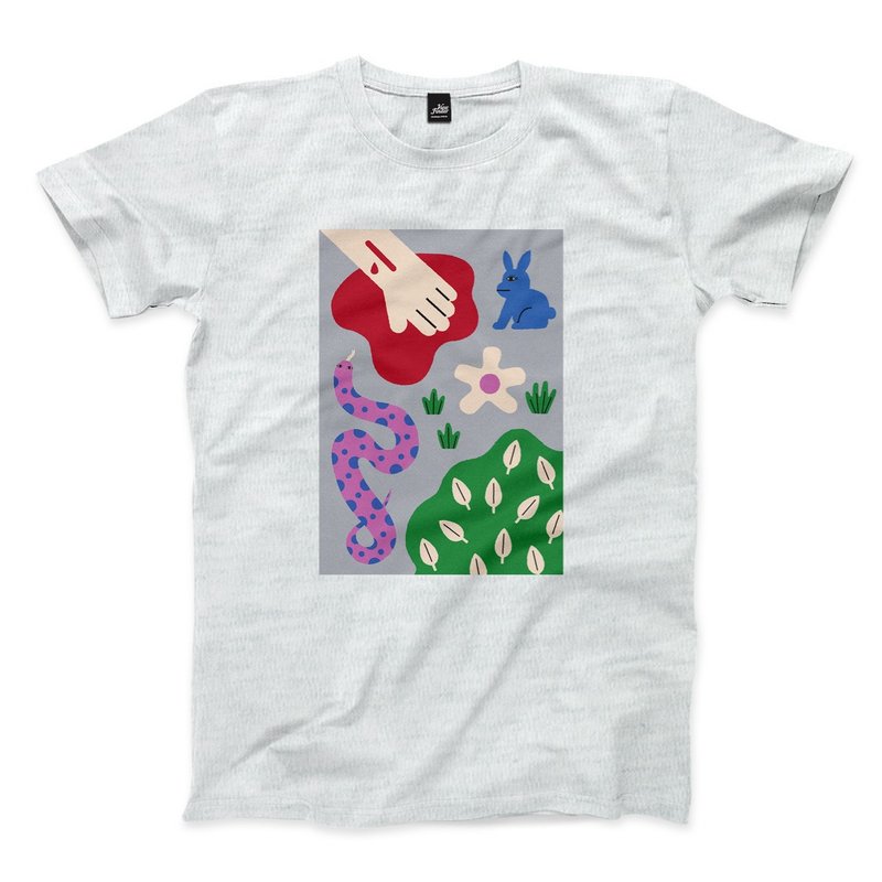 Unusual forest - shallow Linen ash - neutral T-shirt - เสื้อยืดผู้ชาย - ผ้าฝ้าย/ผ้าลินิน ขาว
