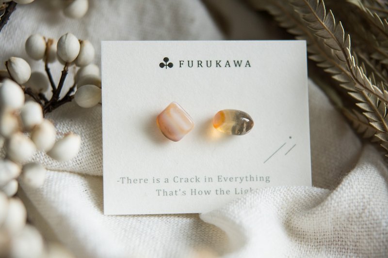 CRACK | Mineral Earrings | EARRINGS - ต่างหู - หยก สีส้ม