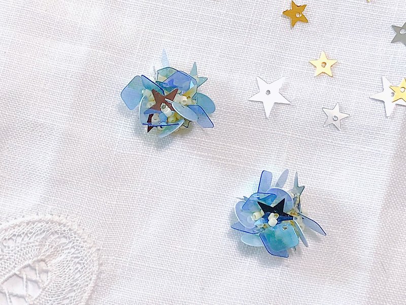 Flower Book Series - Mermaid Star Bouquet Handmade Temperament Ear Sequins Ear/Aurture - Earrings & Clip-ons - Other Materials 