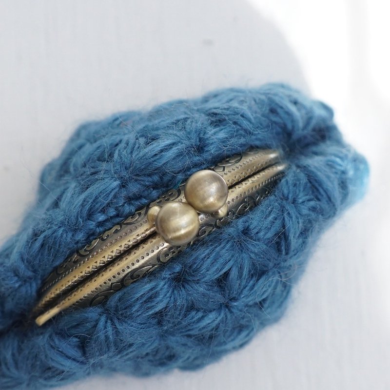 Ba-ba (m) Jasmine Stitch crochet coinpurse No.C1738 - 化妝包/收納袋 - 棉．麻 藍色