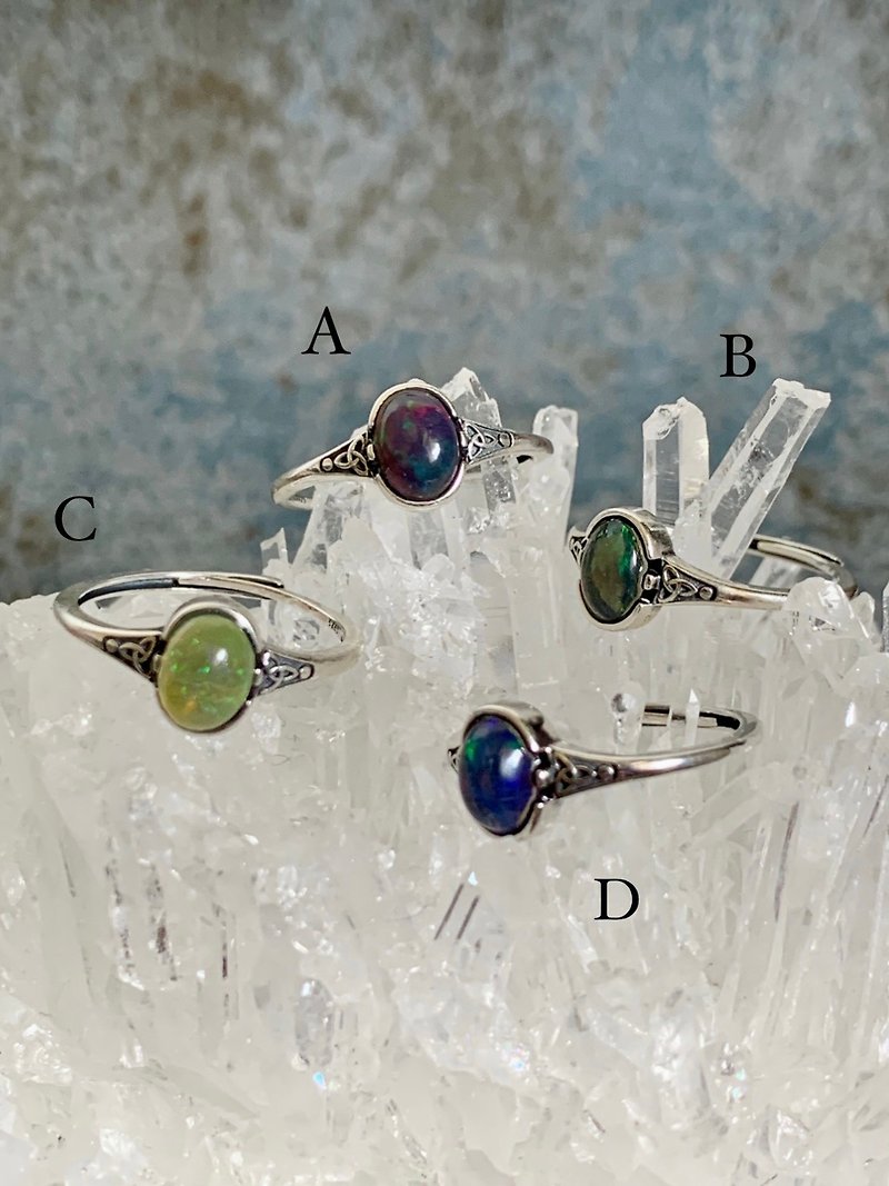 歐泊 Opal 蛋白石/ 可調式/ 十月誕生石/ S925銀/ 能量飾品 - 戒指 - 水晶 