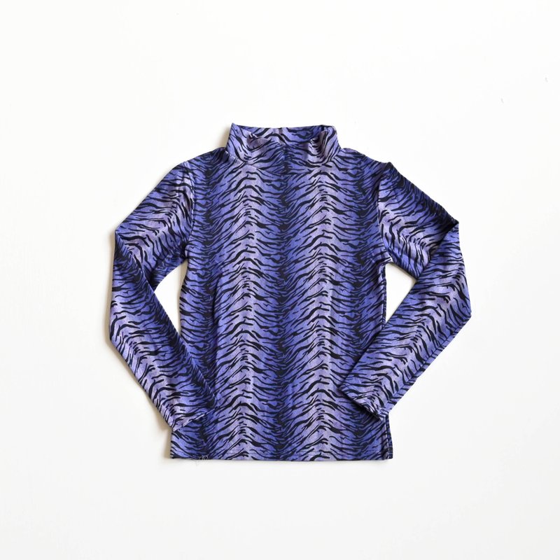 [Egg Plant Vintage] Cold mountain peak print knitted turtleneck vintage top - Women's Tops - Other Man-Made Fibers 