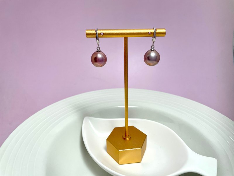 Natural Freshwater Pearl Purple Pearl Sterling Silver Earhooks - ต่างหู - ไข่มุก สีม่วง