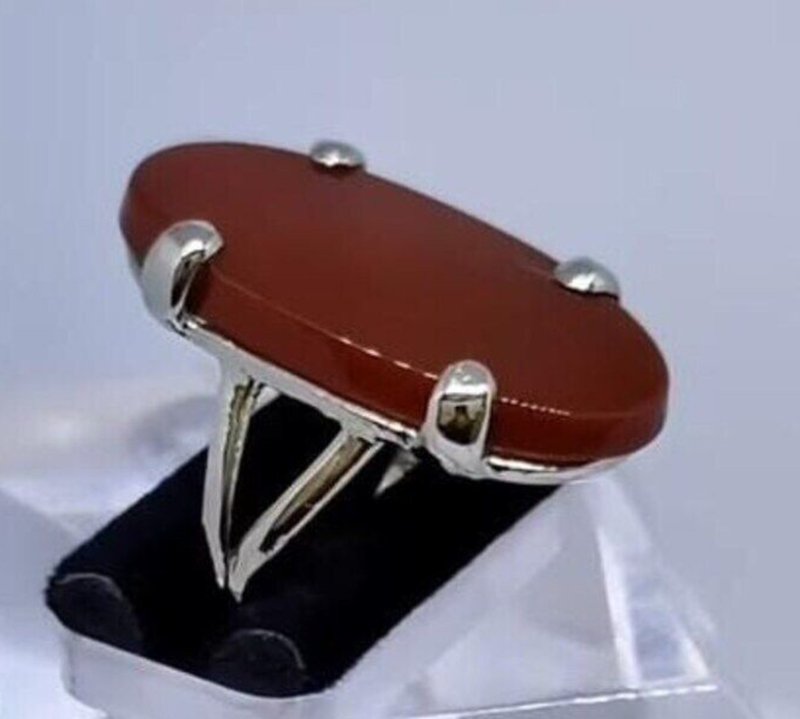 Dark Brown Yemeni Aqeeq Ring Handmade Ring Sterling Silver 925 man aqiq akik - 戒指 - 寶石 紅色