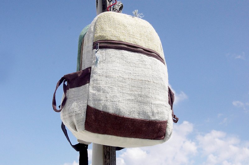 Natural cotton and linen stitching design backpack / shoulder bag / ethnic mountaineering bag / patchwork bag / computer bag-lemon - Backpacks - Cotton & Hemp Multicolor