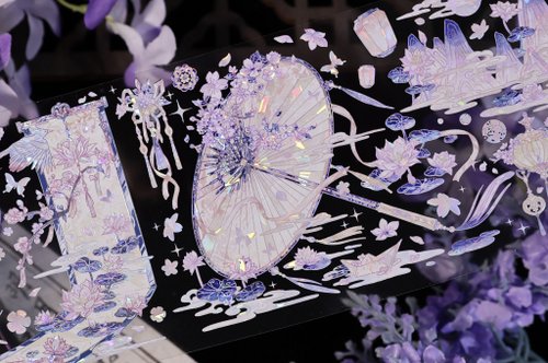 巫女sama事務所 鵲橋會 東方意境園景 PET 紙膠帶 貝殼光 10米卷 (kiss-cut)