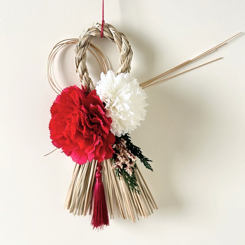 蛇は喜びと祝福をもたらしに来ます、縄付きの和風ノート - ドライフラワー・ブーケ - 寄せ植え・花 レッド