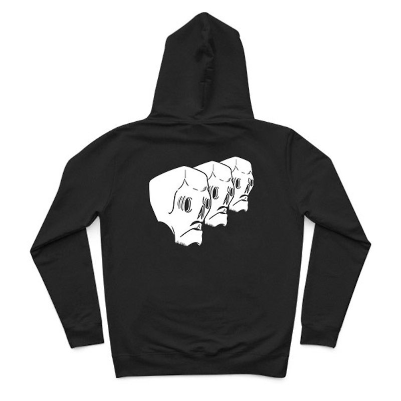 Skull Gangster-Black-Hooded Zip Jacket - เสื้อฮู้ด - ผ้าฝ้าย/ผ้าลินิน สีดำ
