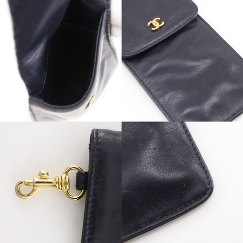 Y312 美品CHANEL ココマーク ポーチ 眼鏡ケース 小物ラムスキン 日本直送】シャネル CHANEL ココマーク ポーチ 眼鏡ケース 小物入れ