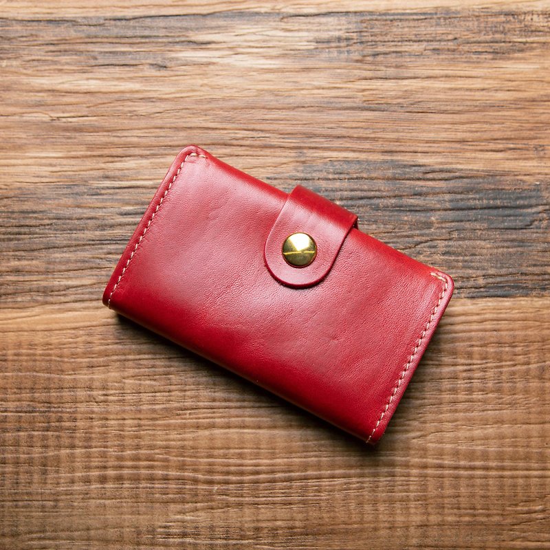 Made in Himeji, horse leather, tanned leather, coin catcher, coin case, wallet, hand kneaded, made in Japan, name engraved [Wine] - Coin Purses - Genuine Leather Red