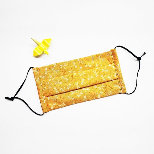 梅織 Umayko 褶疊立體棉質布口罩 - 黃。勝虫【限量手工製作】